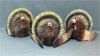 3 Metal Turkey Candle Sculptures, 7”