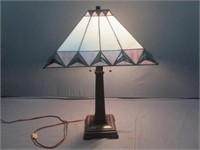 ~ Gorgeous & Heavy Stained Glass Table Lamp w/ 2