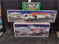 Three HESS Toy Trucks & Car in OG Boxes