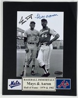 Willie Mays & Hank Aaron Double Signed Photo