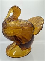 Amber glass turkey covered jar