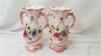 Ceramic White & Pink Vase Set 10" - Thailand