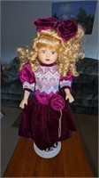 Purple Velvet & Lace Blonde Porcelain Doll