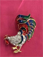 AWESOME, Large Bright Rooster Brooch & Pin