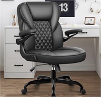 LARGE BLACK FAUX LEATHER OFFICE CHAIR BLACK