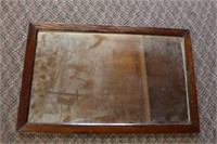 Wood framed mirror, 22 X 14", some pigmentation