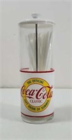 Coca-Cola Straw dispenser glass with metal top