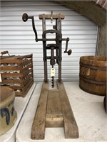 Antique Barn Beam Hand Crank Drill Press