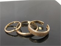 14 KT Yellow Gold Scrape Rings, set of Three,