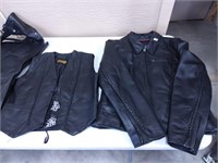 Leather jacket, Chaps, vest, jacket size XXL,
