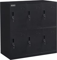 6 Door Locker Office Storage 6D Full Black