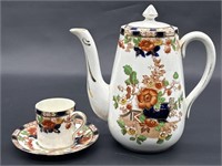 Doric Burmah 
Porcelain Teapot, Teacup, & Saucer