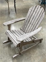 Slat Wooden Frame 38" Folding Gray Rocking Chair