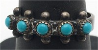 Sterling Silver Ring W Blue Stones