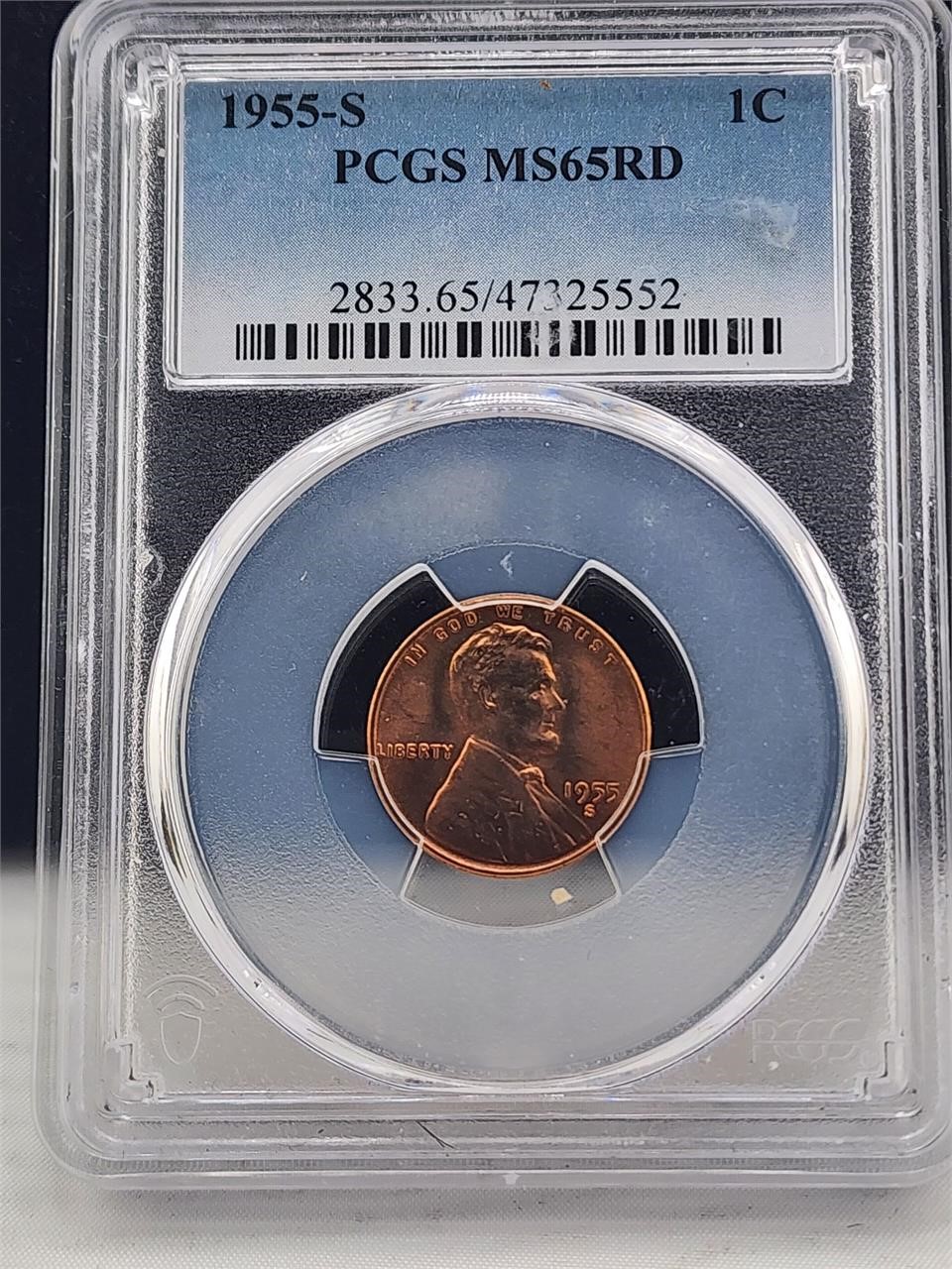 1955-S Lincoln Cent PCGS MS65RD