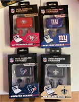(4) NFL Wireless Earbuds-Assorted Teams