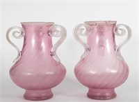 Pair Large Murano "Corroso" Vases