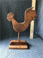 Folk Art Wood Rooster Standee Rustic