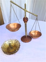 Copper “Scales of Justice” Amber Glass