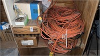 Shelf lot of Extension Cords and other items
