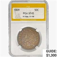 1809 Capped Bust Half Dollar PGA XF45 III Edge,