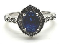 Sterling Silver Blue & White CZ Fancy Ring