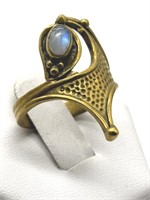 Antique Egyptian Revival Rainbow Moonstone Ring