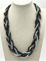 Sterling Silver Fancy Pearl & Onyx Necklace