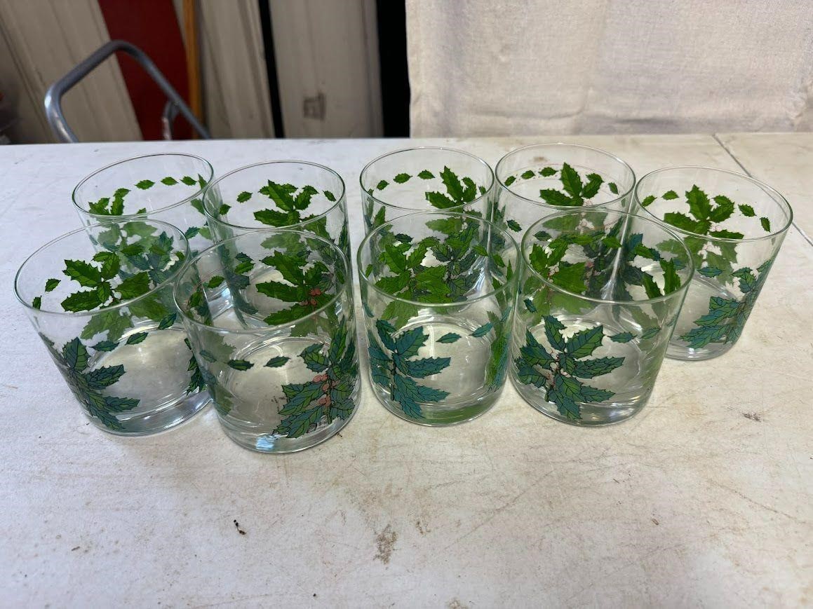 9 Christmas Lowball Glasses