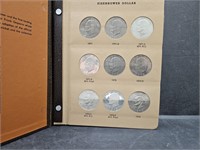 Album of 32 Eisenhower Dollar Coins Some Silver