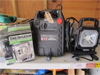 BATTERY CHARGER AND LED LIGHT / TIRE INFLATOR