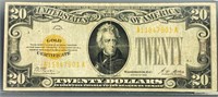 1928 $20 Gold Certificate Bill CLOSELY UNC