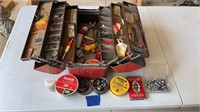 Fishing tackle box, lures, weights and more