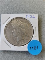 1922 Peace dollar.  Buyer must confirm all currenc