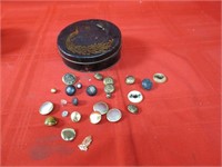 Old sewing buttons & tin lot.