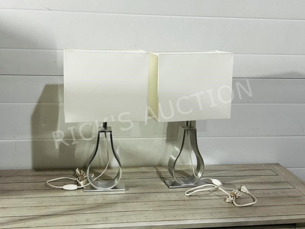 Pair of Ikea Klabb aluminum table lamps