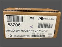 (10) BOXES 204 RUGER 40GRAIN V MAX AMMUNITION