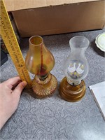 2 small vintage oil lamps