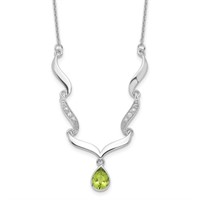 Sterling Silver Peridot and White Topaz Necklace