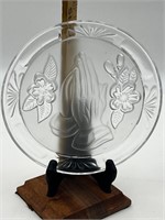 Vintage PRAYING HANDS PLATE, Frosted Clear