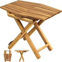 Small Patio Table, Wood Top, 18x13 Natural