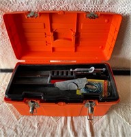Orange Tool Box w/miscellaneous tools