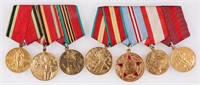 2 SOVIET MEDAL BARS W/ 7 MEDALS