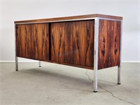 Rosewood Chrome Credenza Cabinet