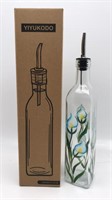 New Hand Painted Glass 16 Oz Oil Bottle