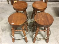 Set of 4 Heavy pine bar stools