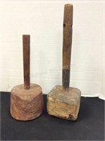 Two Old Wood Mallets