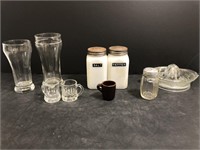 Milk Glass Salt & Pepper Shakers & Glassware.