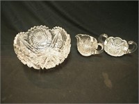 Three pieces of vintage cut glass: 8" serving