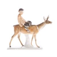 Goebel ceramic satyr and deer figural group